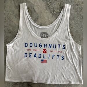 Doughnuts & Deadlifts White Tank Top
